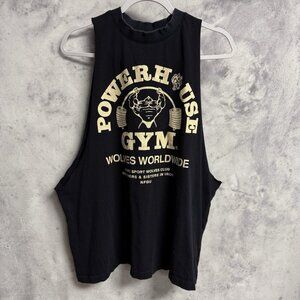 Darc Sport Powerhouse Gym Shirt Medium 22.5x26.5 Black Cut Off Tank Top